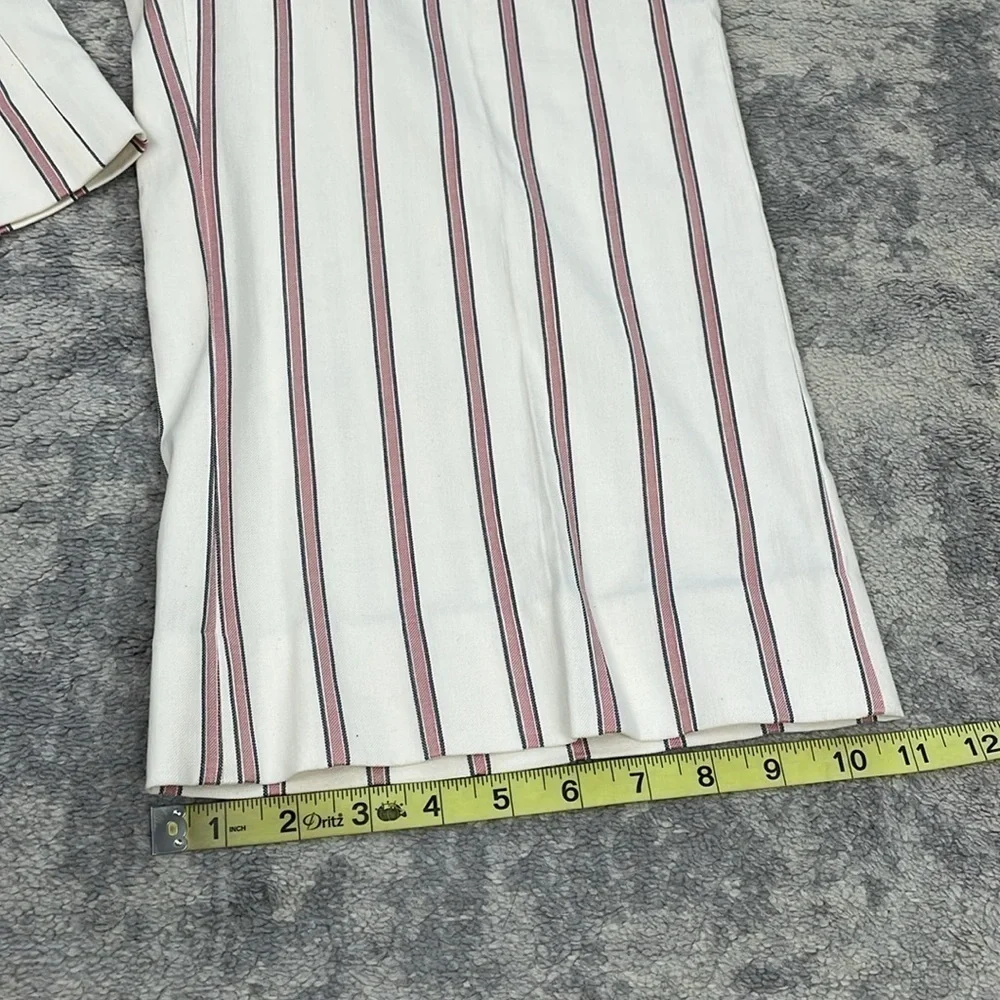 NWT Banana Republic High Rise Wide Leg Crop Pants Linen Blend White Red Stripe